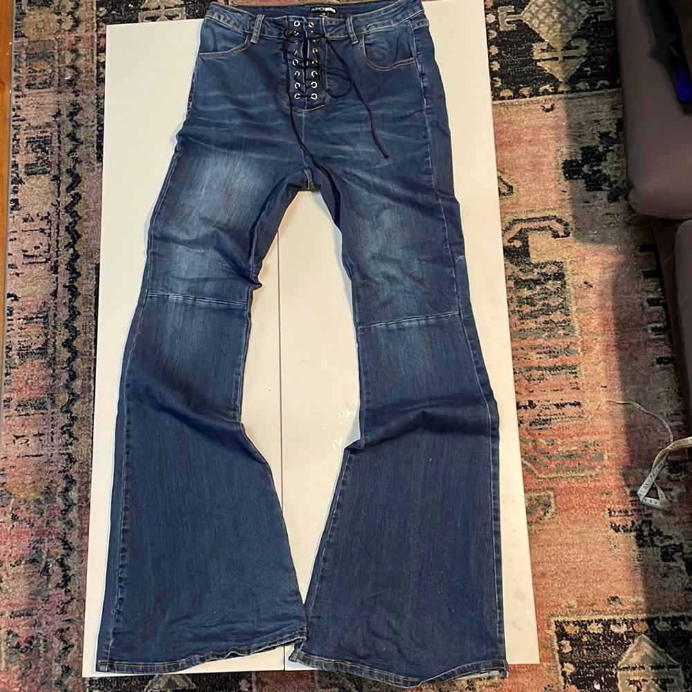 Fashion Nova flare front tie jeans